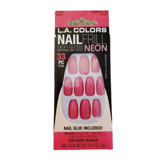 L.A. Colors Nail Frill High Gloss Neon 33pc Cosmopolitan Artificial Nail Tip Kit - Picture 9 of 9